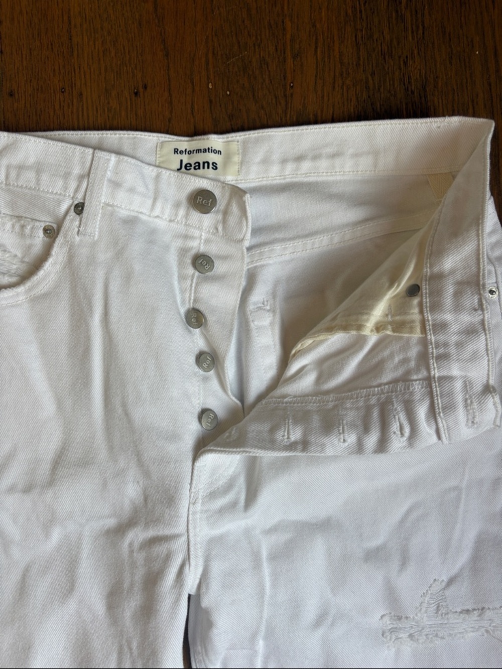 NWT reformation jeans Cynthia High Relaxed Jean WHITE DESTROYED, size 29 - Picture 2 of 5